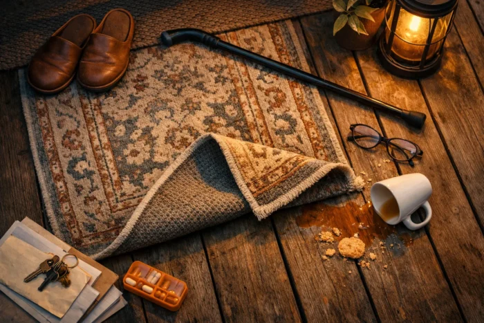 Le tapis du couloir est le premier danger du logement