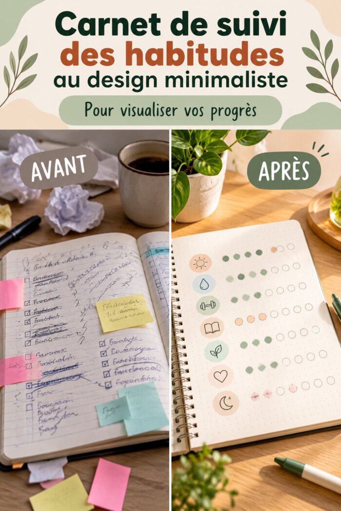 Carnet de suivi des habitudes au design minimaliste