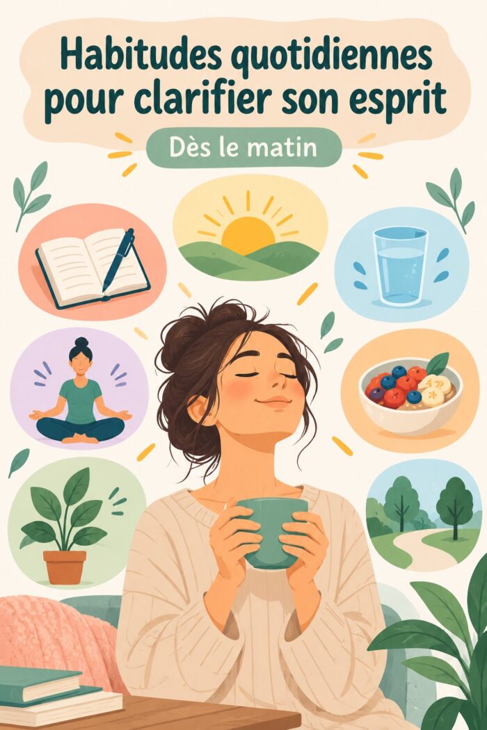 Image représentant une personne méditant dans un espace serein, évoquant la clarté d'esprit.